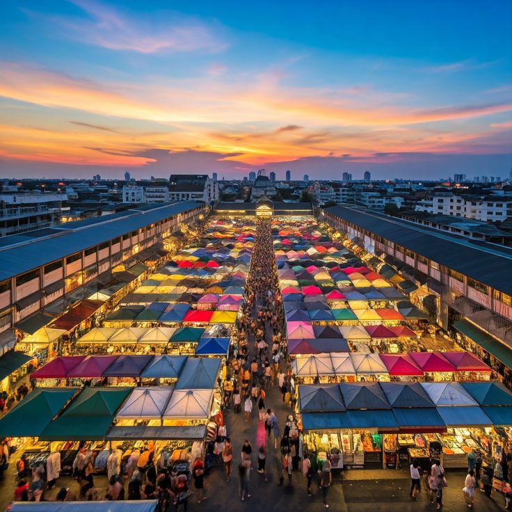 Chatuchak Weekend Market stalls in Bangkok