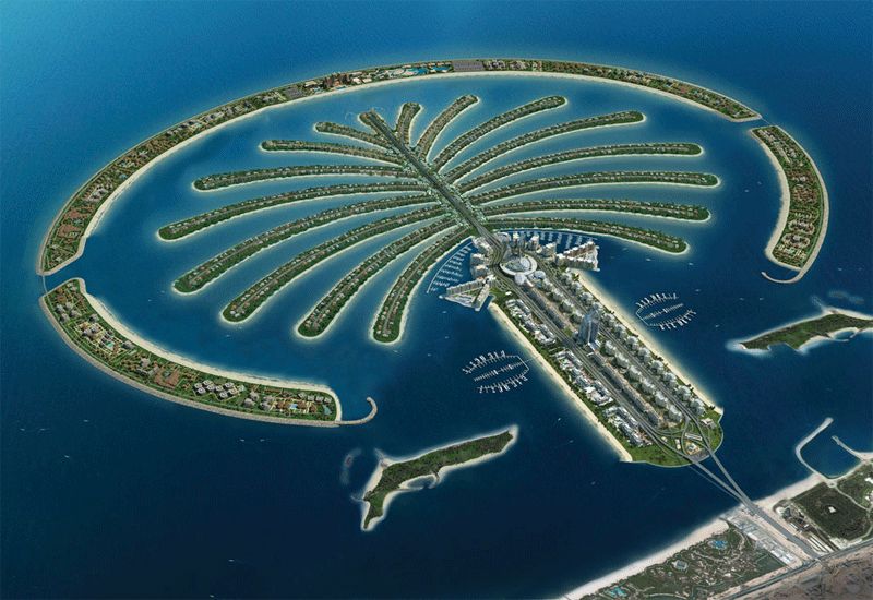 Palm Jumeirah aerial view Atlantis