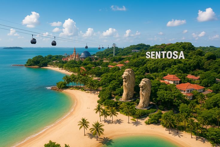 Sentosa Island attractions and coastline
